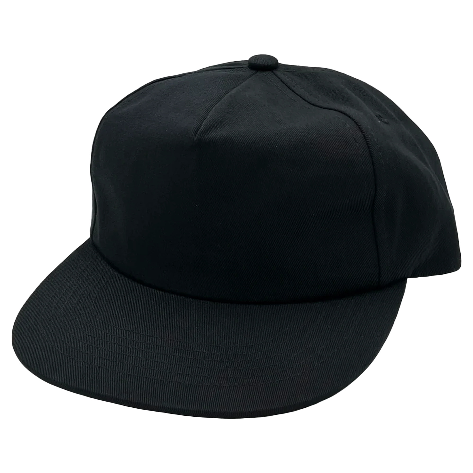 GNV-CT011 - 5 Panels Unstructured Flat Bill - Black / One Size - CAPS