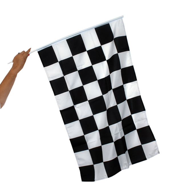 Black & White Chequered Waving Flag – Available in Multiple Sizes