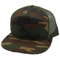 GNV-7005M - 7 Panels Mesh Flat Bill Cap - Camo Green Olive / One Size - CAPS
