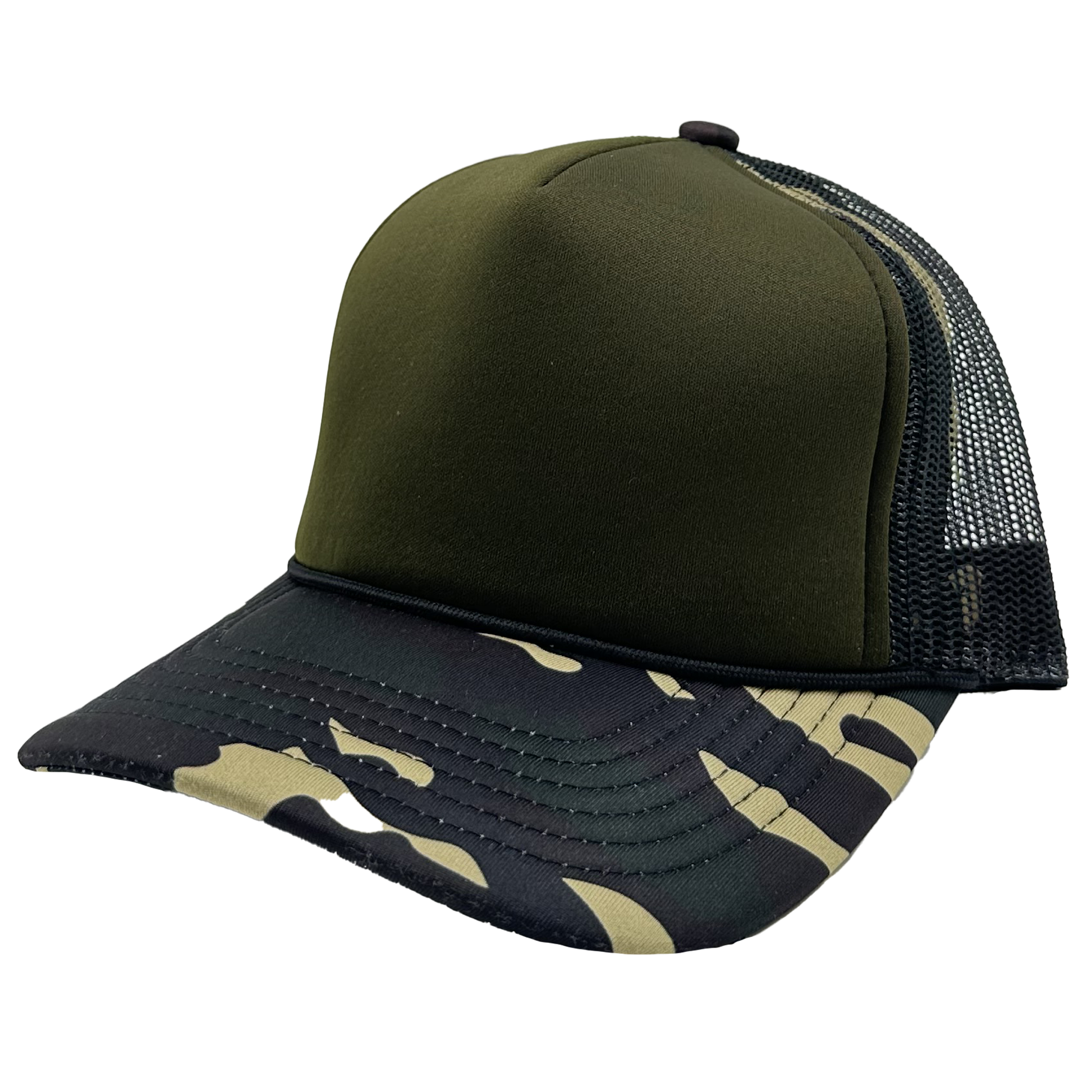 GNV-1222FT - Foam Trucker Cap - Camo Green Olive / One Size - CAPS