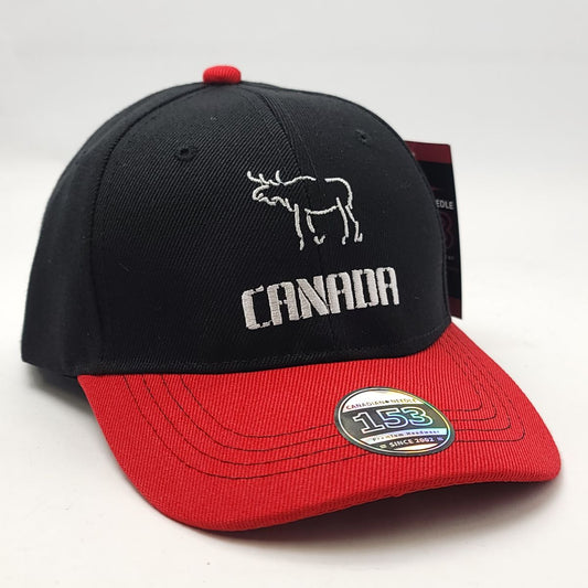 Simple Moose Cap - Black & Red 2 Tone Adjustable - OSFA / Canada