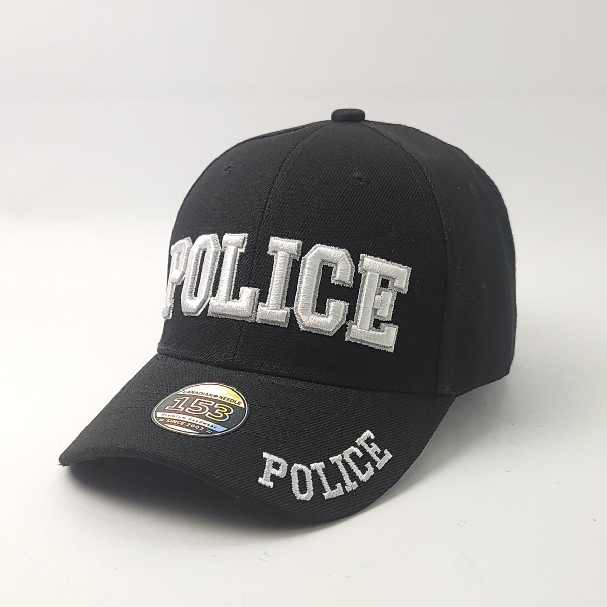 Police Cap - Black with White 3D Text - OSFA - Military and More