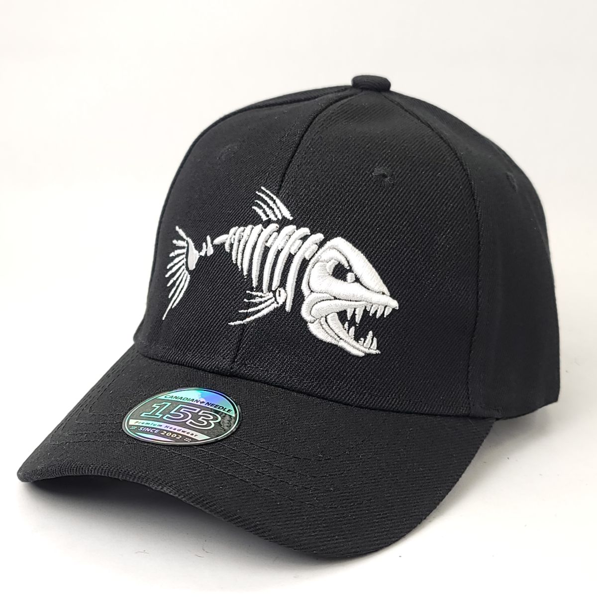 Fishing Cap - Fish Bone Logo Black