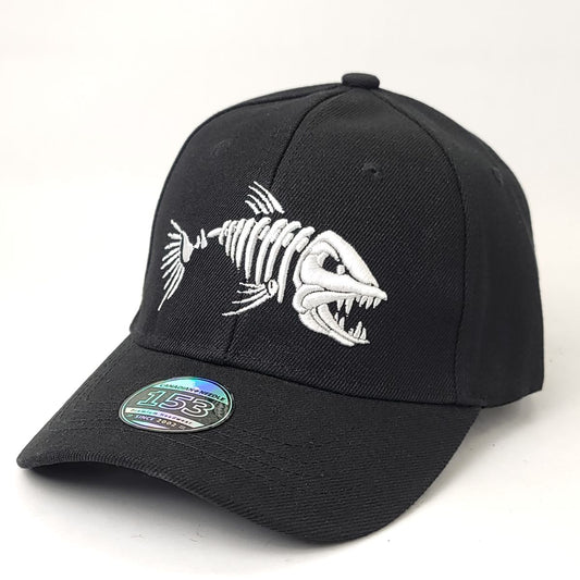 Fishing Cap - Fish Bone Logo Black