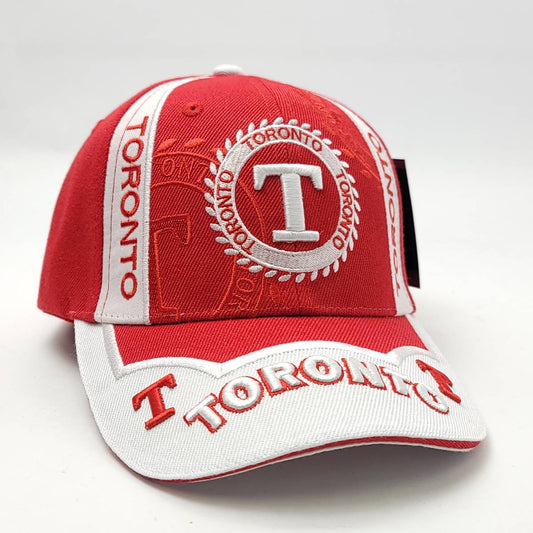Delux ’Toronto’ Cap - Red & White Adjustable S400 - OSFA / Canada