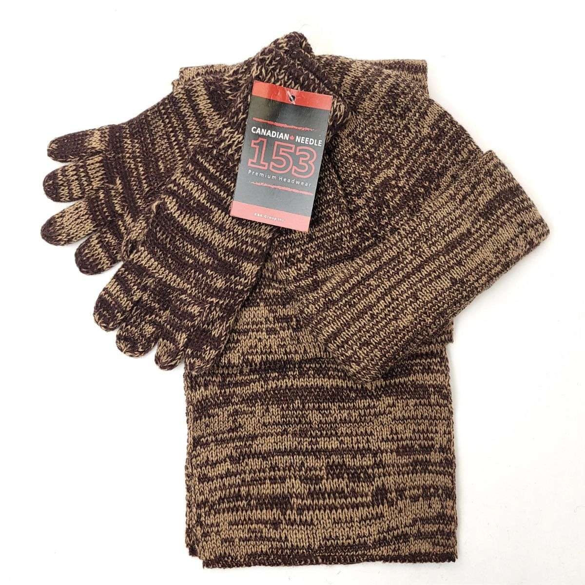 Youth - Winter 3 pieces set Brown Mixed Colour - Character Knit Toque Set