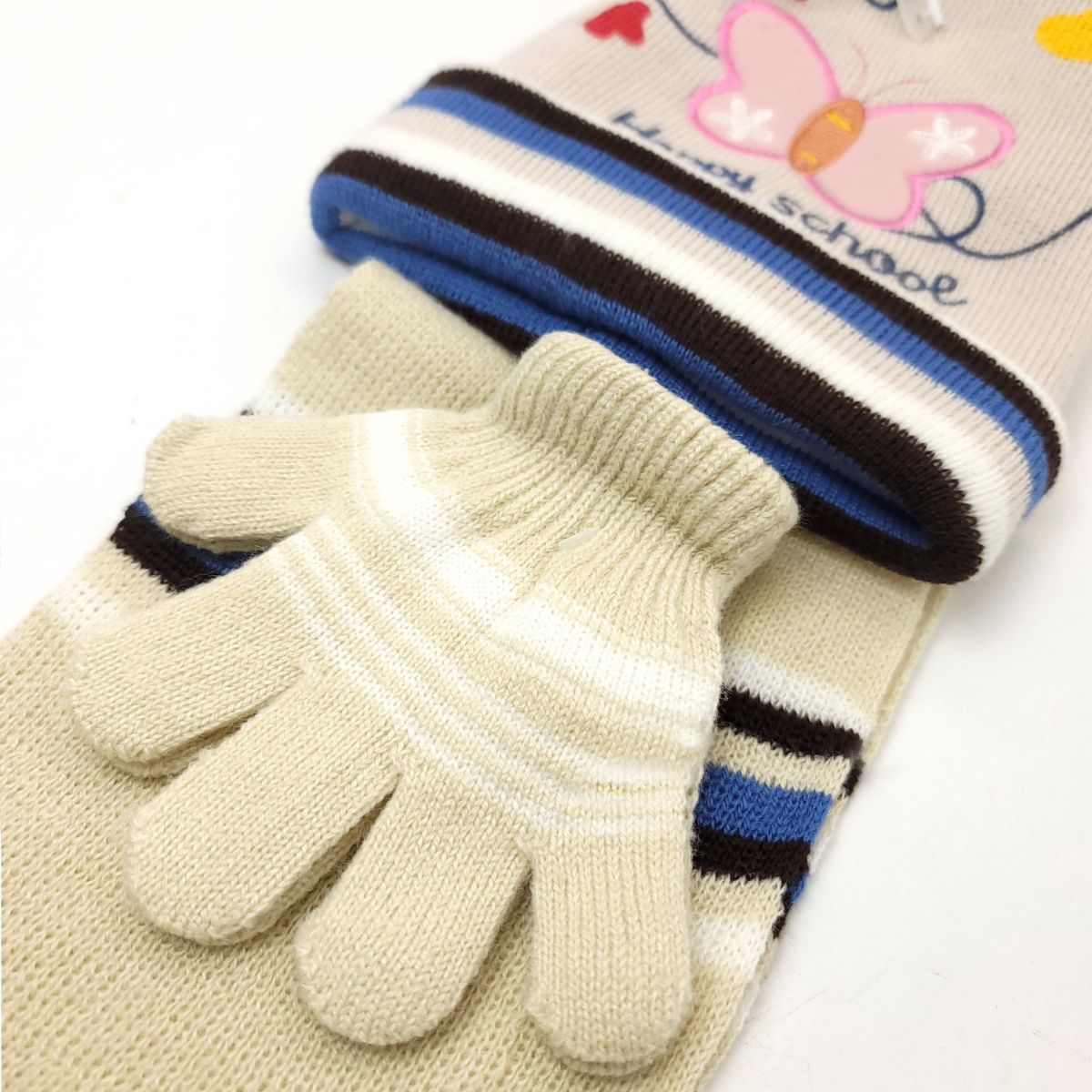 Toddler - Happy School 3 pieces set Multi-Coloured - Character Knit Toque Set
