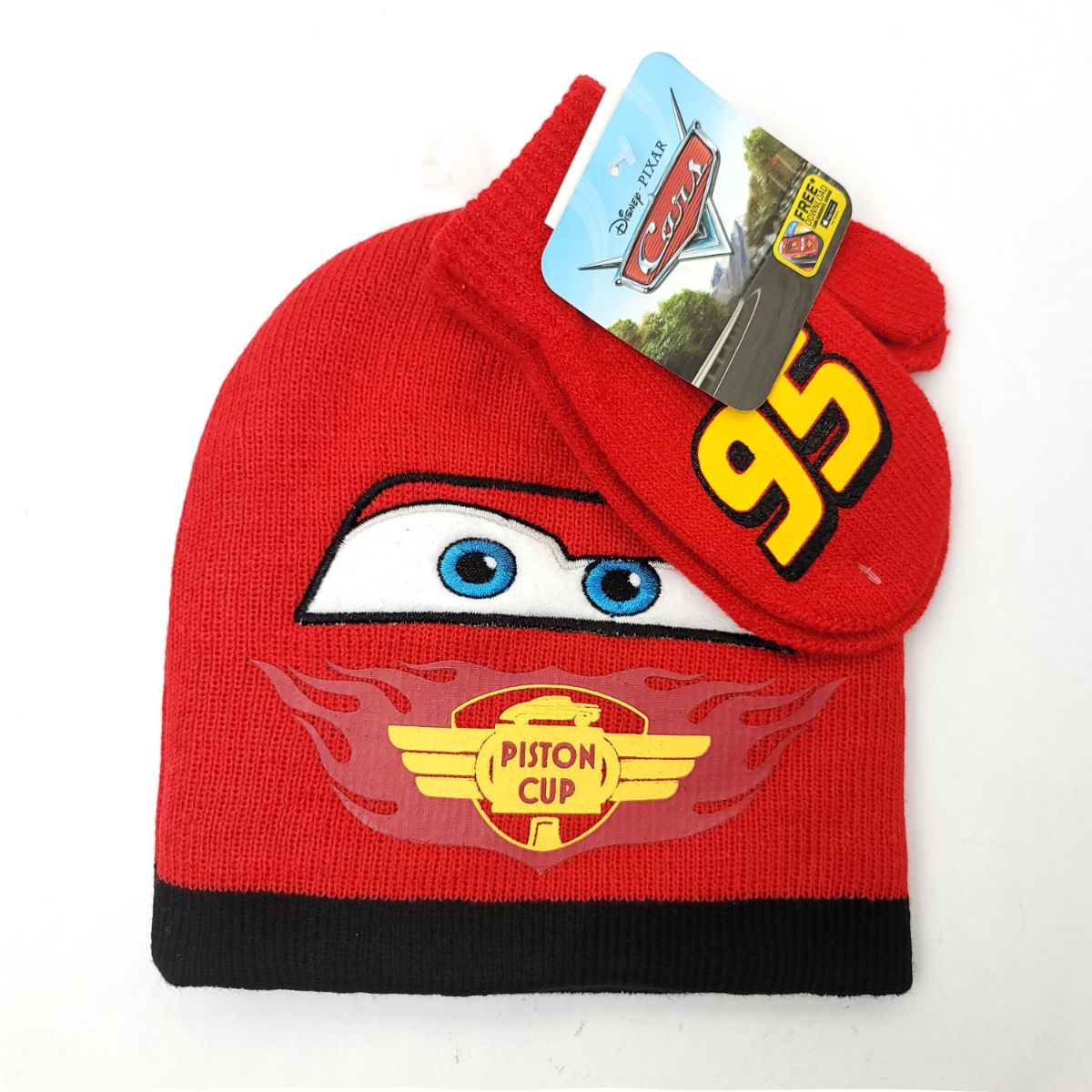 Toddler - Cars knit 2pcs set Winter hat & Mittens - Character Knit Toque Set