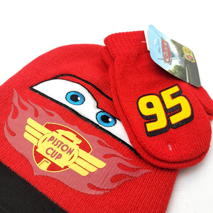 Toddler - Cars knit 2pcs set Winter hat & Mittens - Character Knit Toque Set