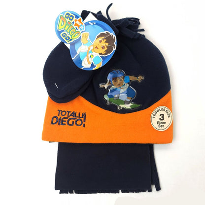Toddler - Diego 3 pieces set Winter hat Mittens & Scarf Multi-Coloured - Navy/Orange / Character Knit Toque Set