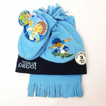 Toddler - Diego 3 pieces set Winter hat Mittens & Scarf Multi-Coloured - Sky Blue/Navy / Character Knit Toque Set