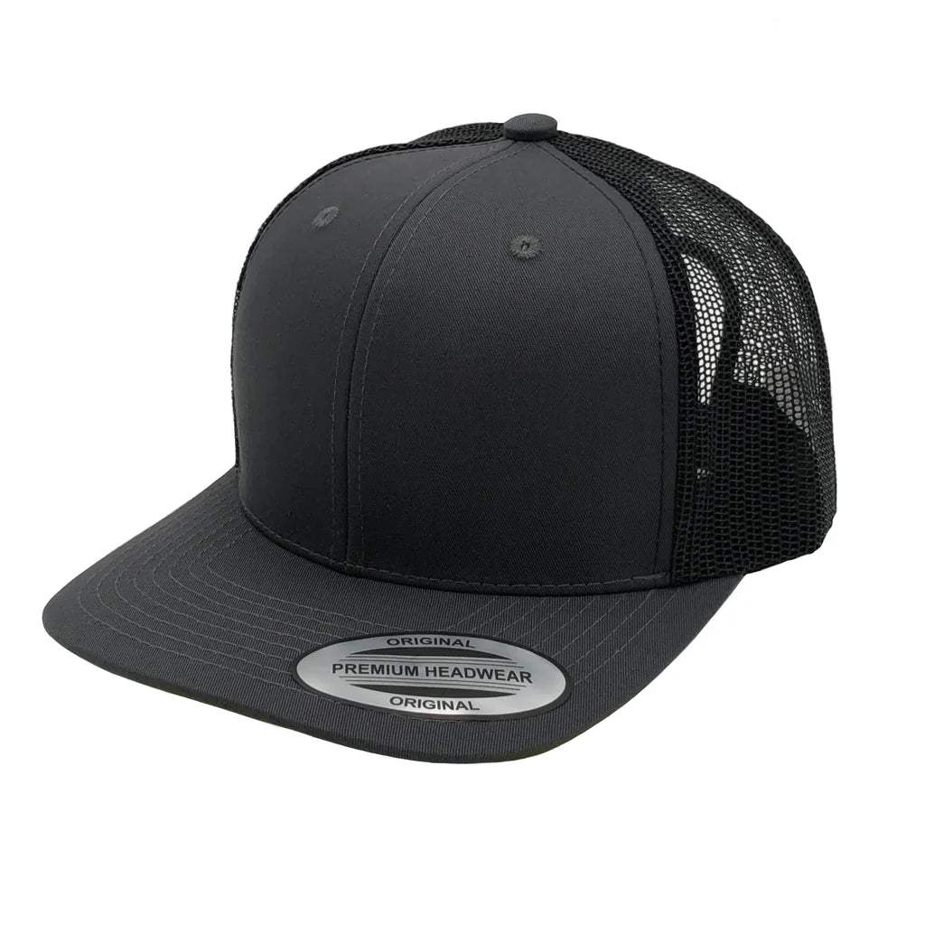 GNV-6606T - Premium Trucker Mesh Cap - Charcoal Black / ONE SIZE - CAPS
