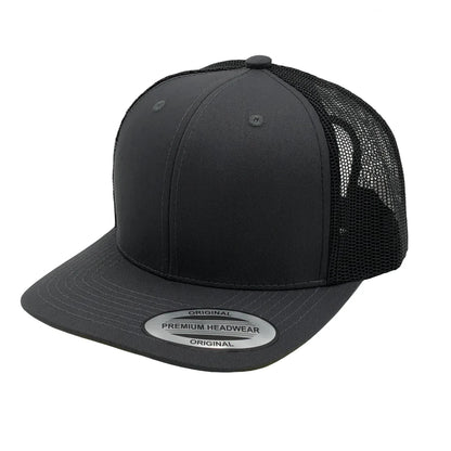 GNV-6606T - Premium Trucker Mesh Cap - Charcoal Black / ONE SIZE - CAPS