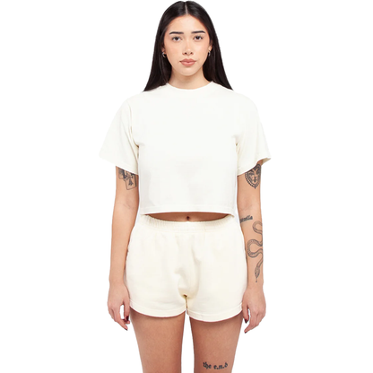 Women Garment Dye Fleece Shorts - Cream / XS - SHORTS