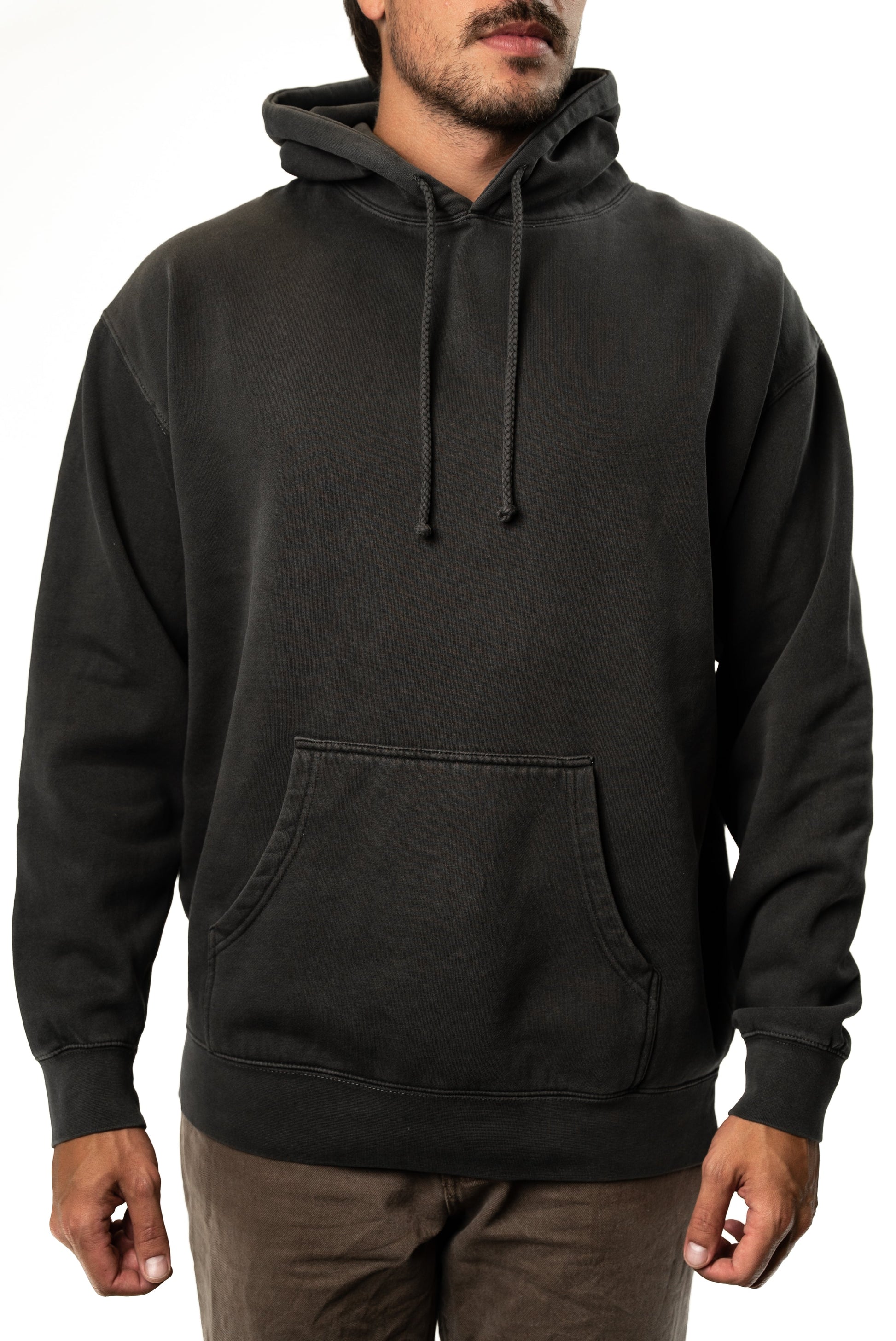 IND4000PD - Heavyweight Pigment Hooded Pullover - Black / XS - HOODIES