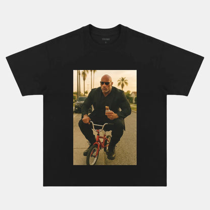 DWAYNE JOHNSON ON A BIKE VINTAGE CLOTHES