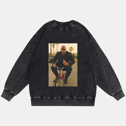 DWAYNE JOHNSON ON A BIKE VINTAGE CLOTHES