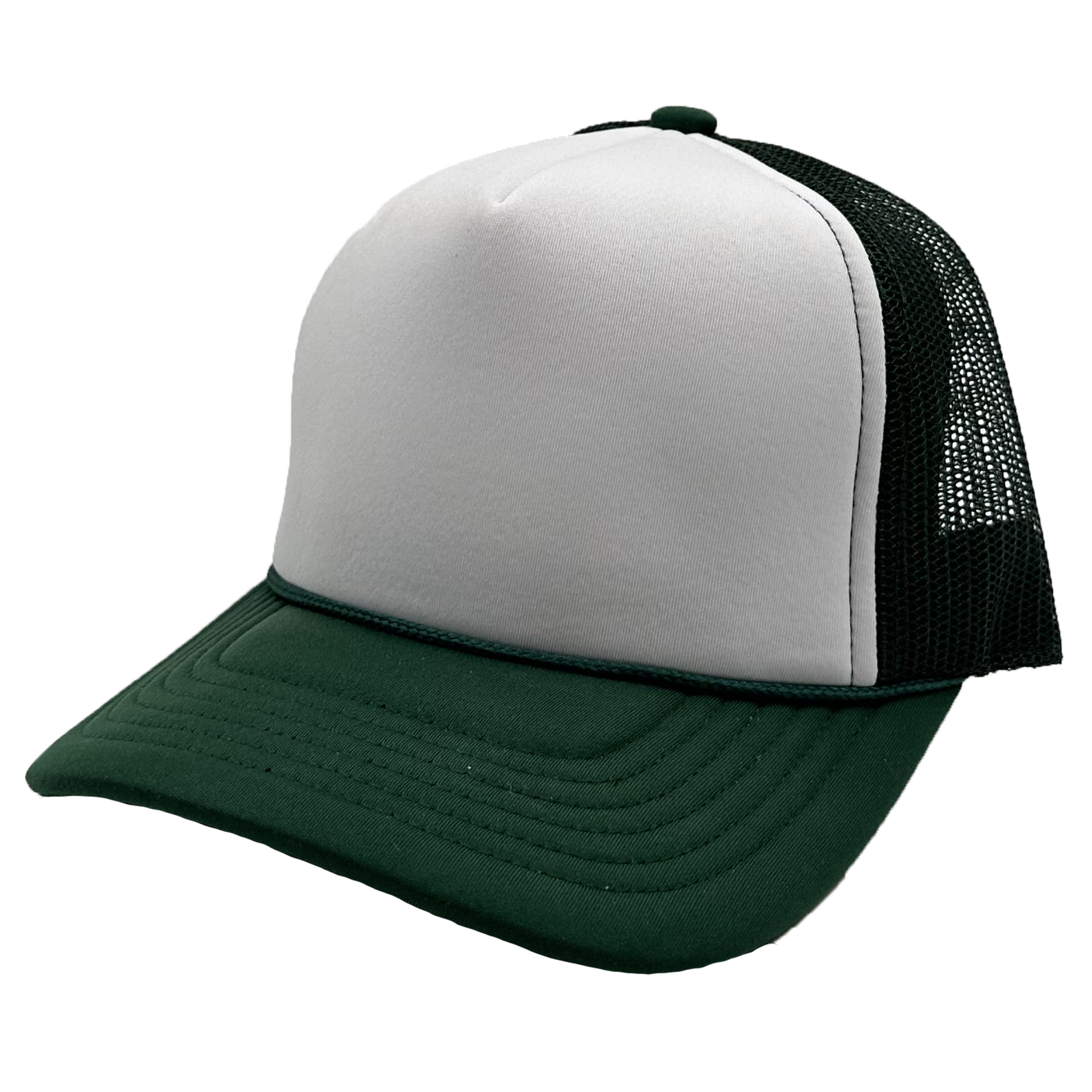 GNV-1222FT - Foam Trucker Cap - Dark Green White / One Size - CAPS