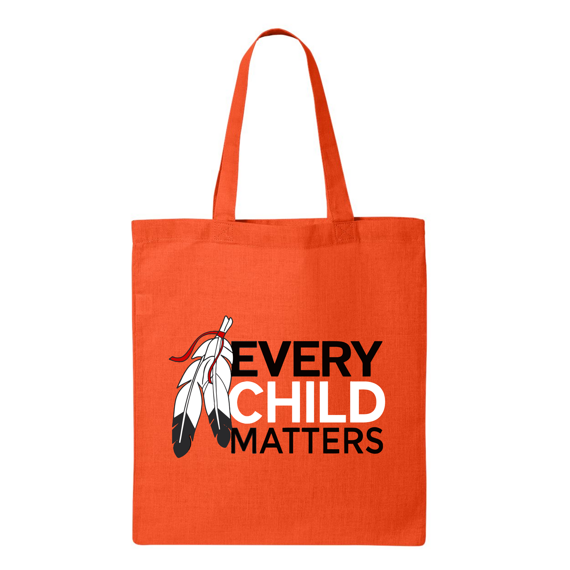 "Every Child Matters" Cotton Tote Bag – Feather Design every child matters orange shirt day Reconciliation tote tote bags