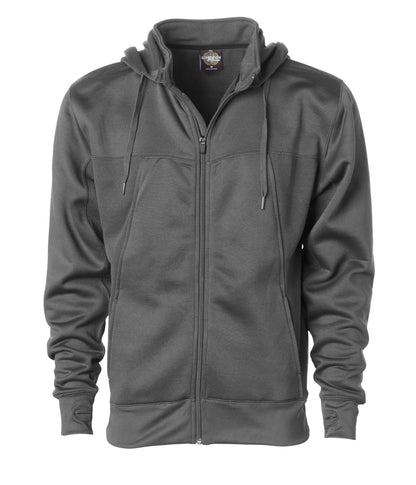 EXP80PTZ - Poly-Tech Zip Hooded Sweatshirt - Charcoal Solid / XS - CLOSE