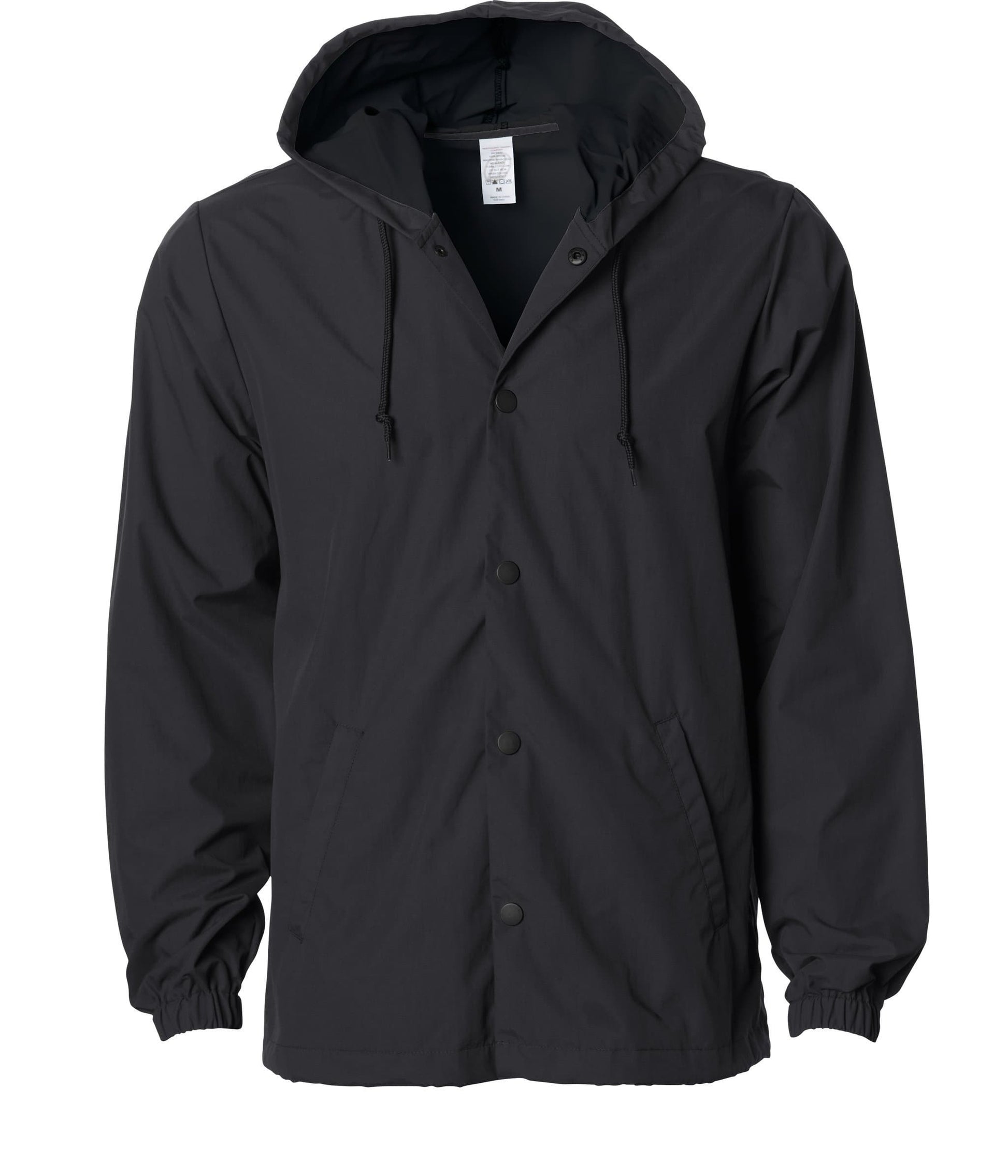 EXP95NB - Water Resistant Hooded Windbreaker Coaches Jacket - Black / XS - ZIPS