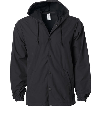 EXP95NB - Water Resistant Hooded Windbreaker Coaches Jacket - Black / XS - ZIPS