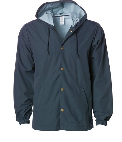 EXP95NB - Water Resistant Hooded Windbreaker Coaches Jacket - Classic Navy / XS - ZIPS