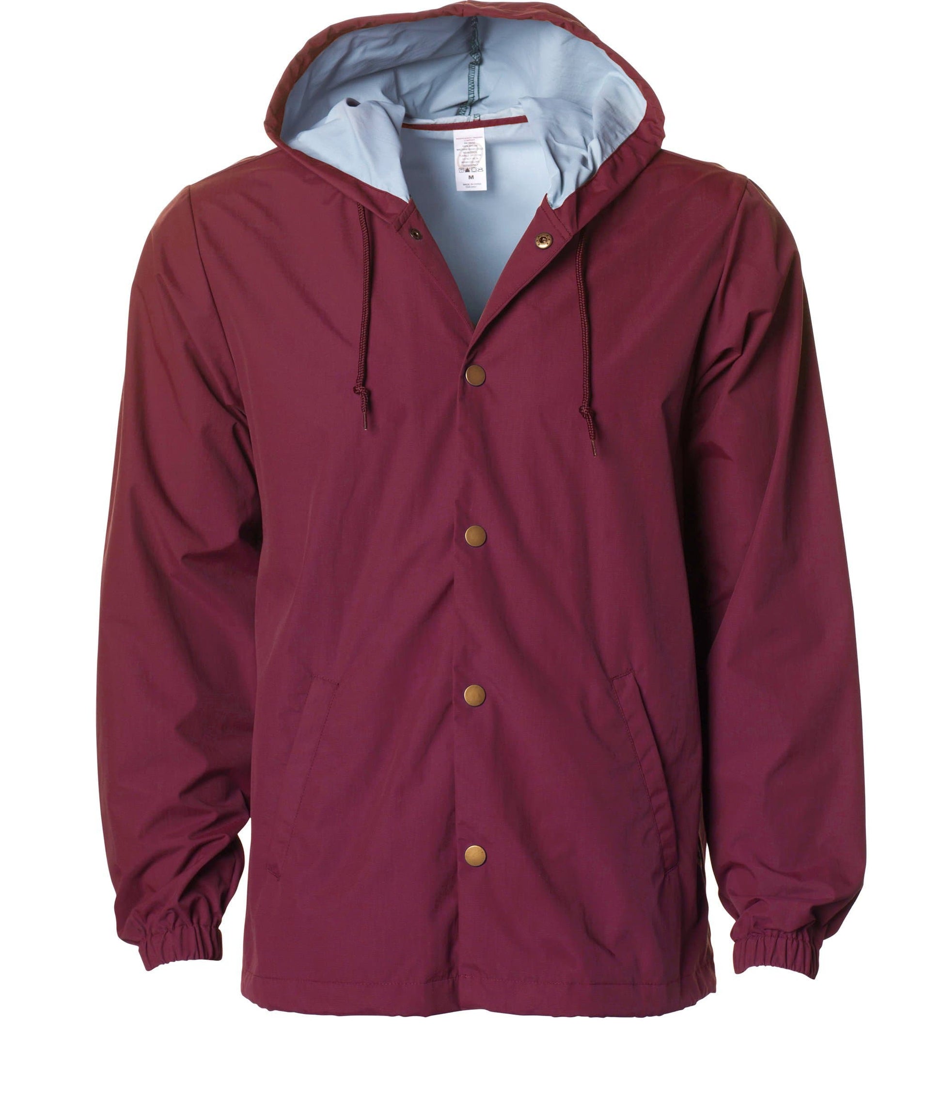 EXP95NB - Water Resistant Hooded Windbreaker Coaches Jacket - Cardinal / XS - ZIPS