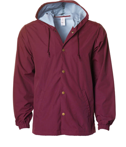 EXP95NB - Water Resistant Hooded Windbreaker Coaches Jacket - Cardinal / XS - ZIPS