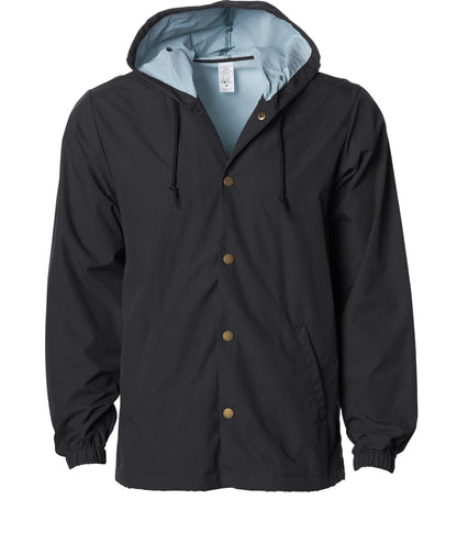 EXP95NB - Water Resistant Hooded Windbreaker Coaches Jacket - Reactive Black / XS - ZIPS