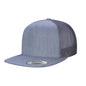 F06006 - YP Classics 5 Panel Flat Peak Snap Back Trucker Cap - Grey Heather - Headwear
