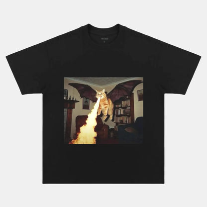 FIRE BREATHING CAT T-SHIRT