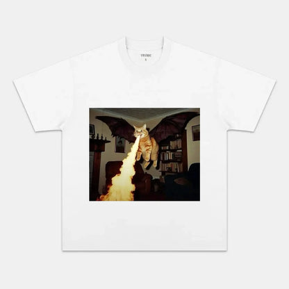 FIRE BREATHING CAT T-SHIRT
