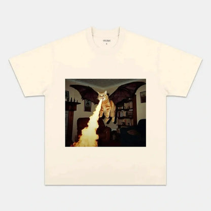 FIRE BREATHING CAT T-SHIRT