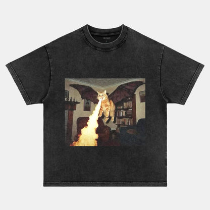FIRE BREATHING CAT T-SHIRT