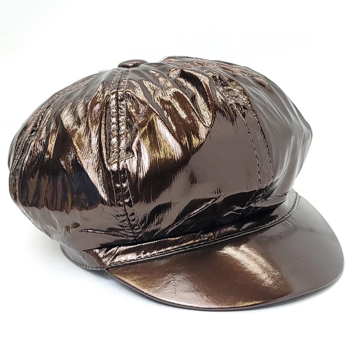 Newsboy Hat - PU Vinyl Multi-Coloured - Brown / OSFA