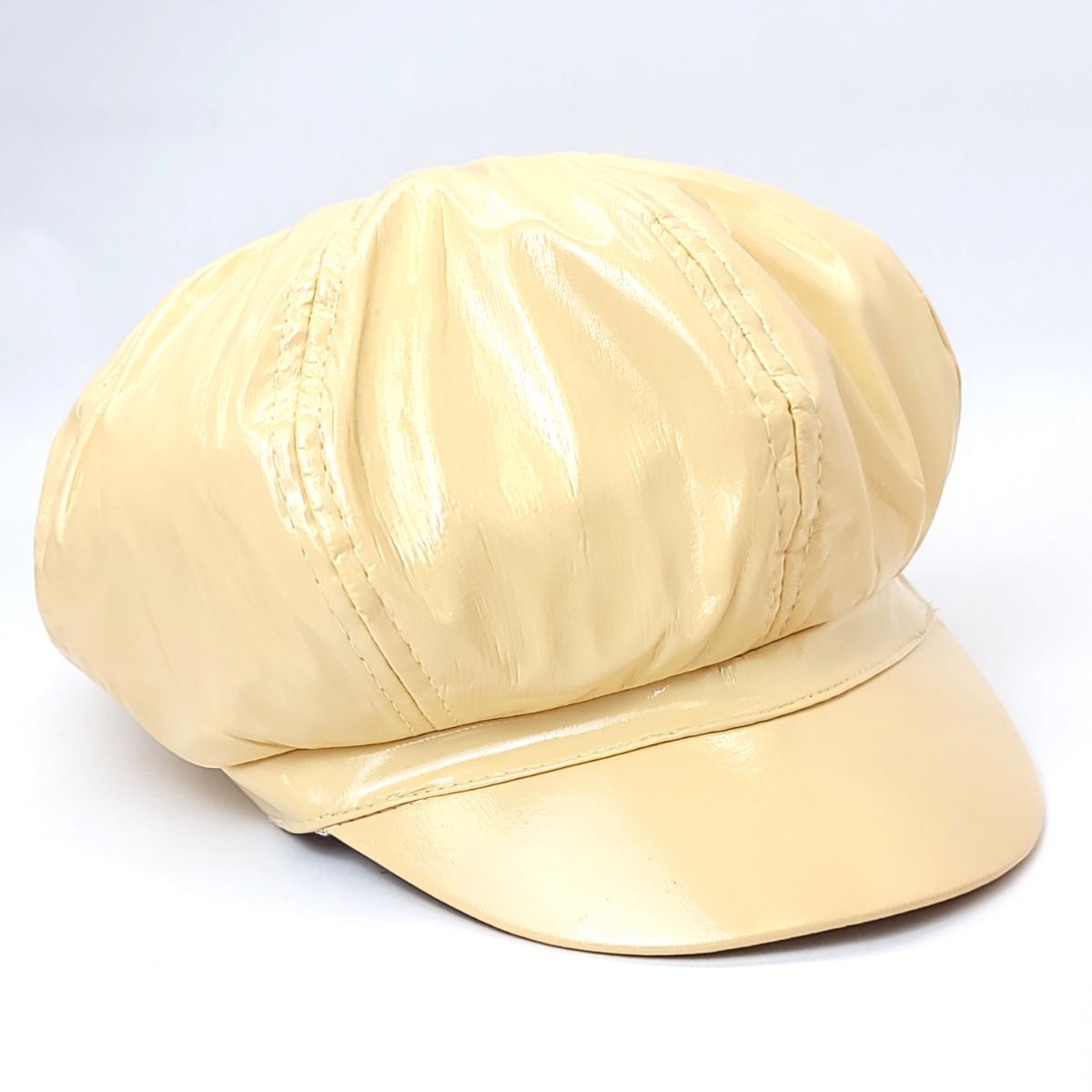 Newsboy Hat - PU Vinyl Multi-Coloured - Yellow / OSFA