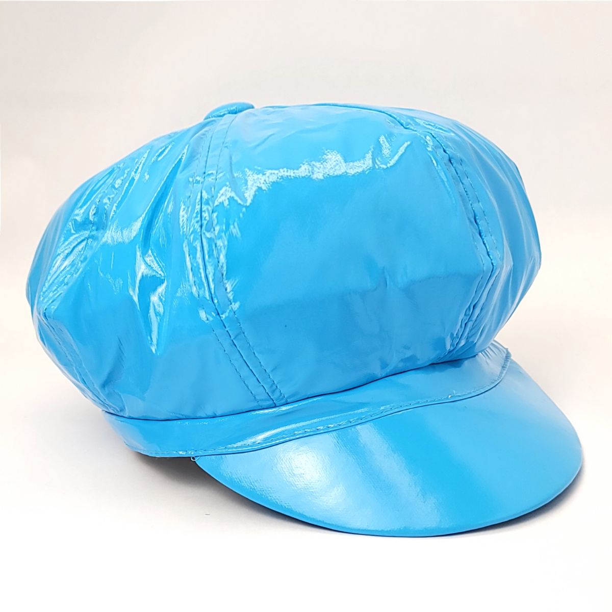 Newsboy Hat - PU Vinyl Multi-Coloured - Sky Blue / OSFA
