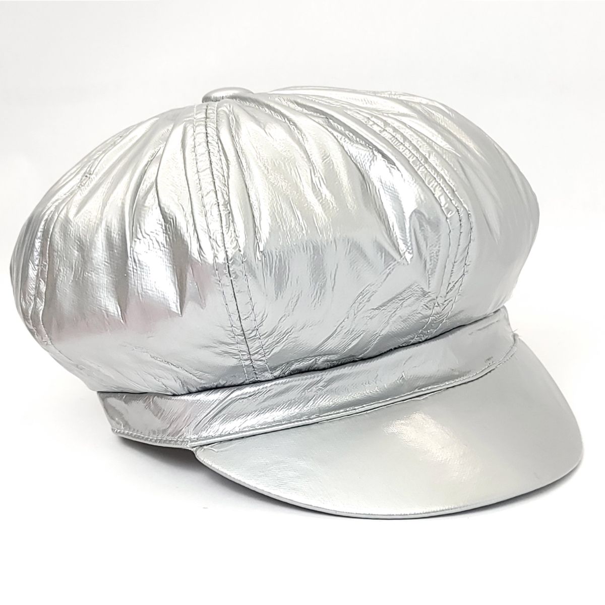 Newsboy Hat - PU Vinyl Multi-Coloured - Silver / OSFA