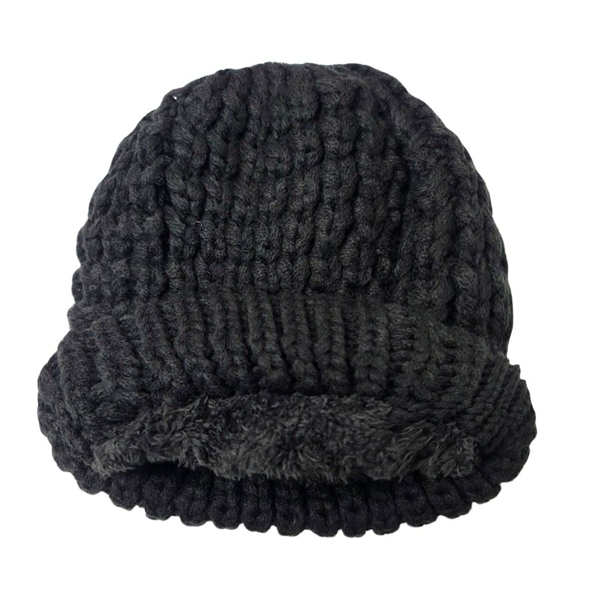 Ribbed Toque - Fur Lining Black - OSFA - Fashion Knit