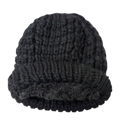 Ribbed Toque - Fur Lining Black - OSFA - Fashion Knit