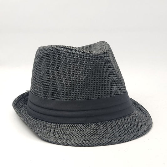Fedora Hat Kid’s KFD107 - 100% Paper Straw Black Natural Youth S/M & L/XL