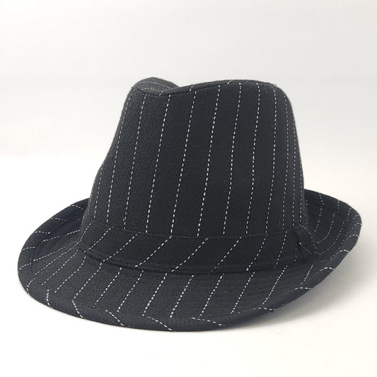 Fedora Hat - White Stripe Black M/L & L/XL