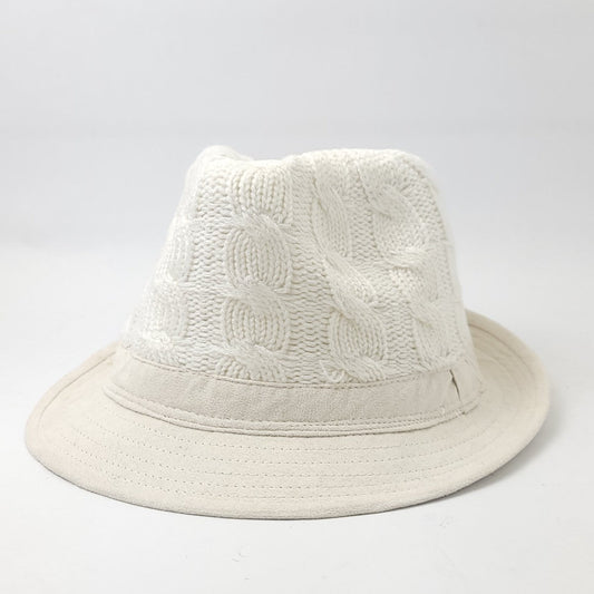 Fedora Hat - Knitted Crown Black White Brown OS - OSFA