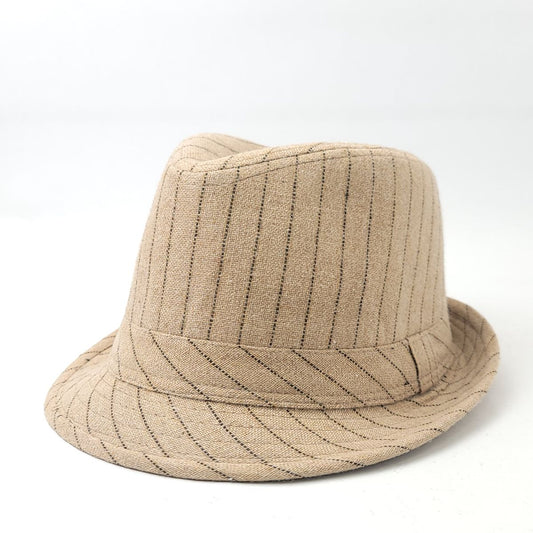 Fedora Hat - Pinstripe Khaki or Brown OS - OSFA
