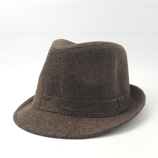 Fedora Hat - 1737 Herringbone Brown OS - OSFA