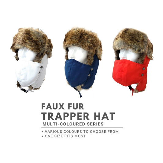 Trapper Hat-Faux Animal Fur with Detachable Mask - Multi-Coloured - Hat