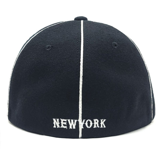 ’New York’ Logo Fitted Melton Cap - ZMW01 Black - OSFA - Flat