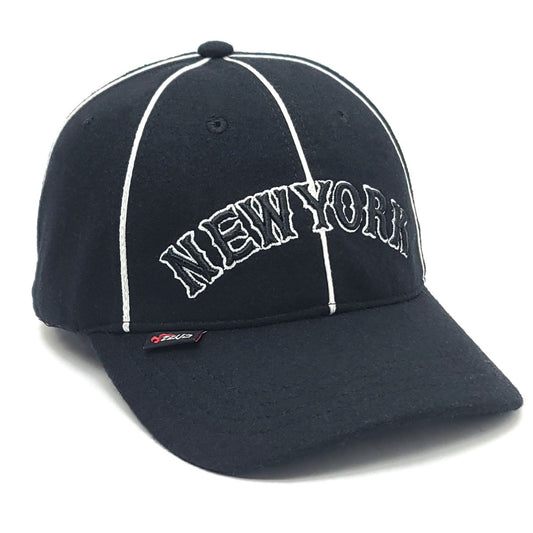 ’New York’ Logo Fitted Melton Cap - ZMW01 Black - OSFA - Flat