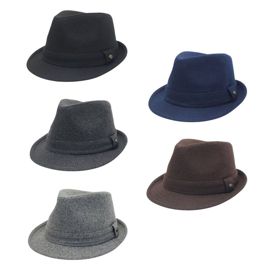 Fedora Hat - F5032 100% Wool Solid Colour Multi-Coloured 2-sizes